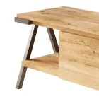 Meuble TV en bois de chêne noué et métal Made in Italy - Jennifer Viadurini