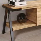 Meuble TV en bois de chêne noué et métal Made in Italy - Jennifer Viadurini
