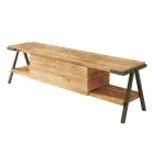 Meuble TV en bois de chêne noué et métal Made in Italy - Jennifer Viadurini