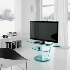 Meuble TV en verre avec base pivotante et étagère 2 dimensions - Salemme Viadurini