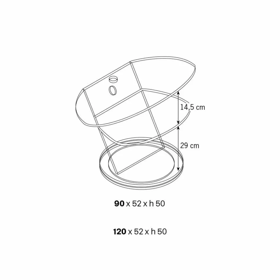 Meuble TV en verre avec base pivotante et étagère 2 dimensions - Salemme Viadurini