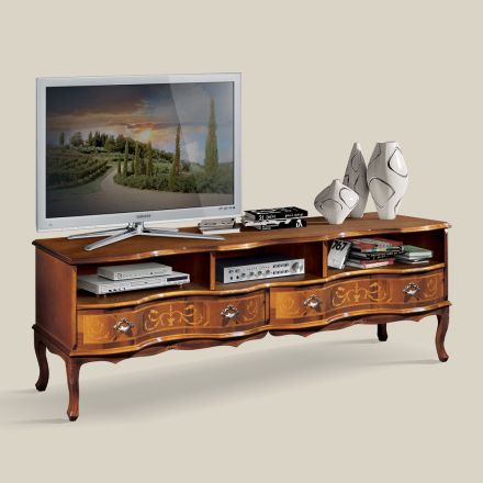 Meuble TV classique en bois avec compartiments et tiroirs Made in Italy - Prince Viadurini