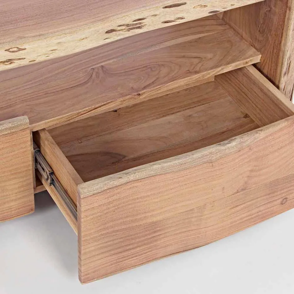 Meuble TV moderne en bois d'acacia avec 3 tiroirs Homemotion - Lauro Viadurini