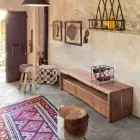 Meuble TV moderne en bois d'acacia avec 3 tiroirs Homemotion - Lauro Viadurini