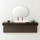 Meuble TV suspendu avec plateau en cristal satiné fabriqué en Italie - Americio Viadurini