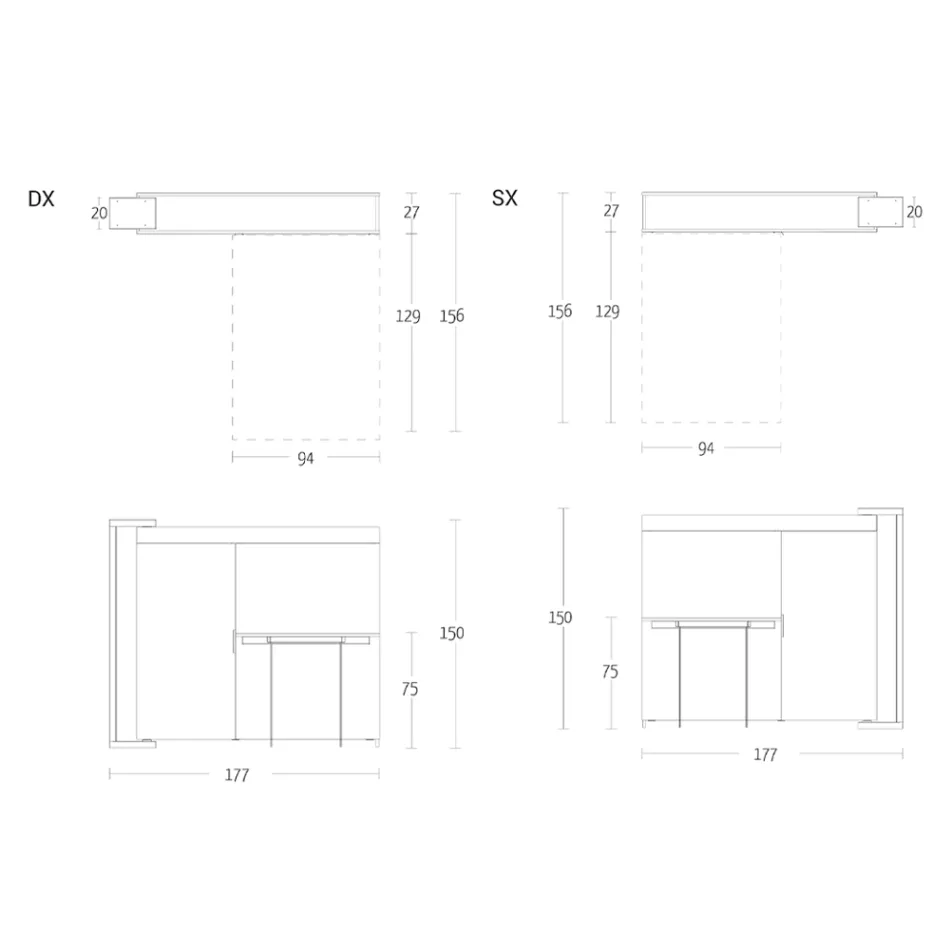 Meuble rotatif multifonctionnel avec meuble TV et table intégrée fabriqué en Italie - Illusione Viadurini