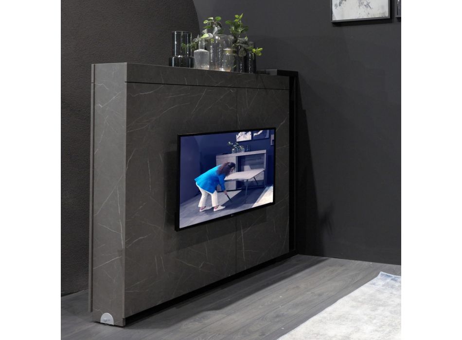 Meuble rotatif multifonctionnel avec meuble TV et table intégrée fabriqué en Italie - Illusione Viadurini