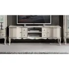 Meuble TV de Salon Bois Blanc et Argent Made in Italy - Windsor Viadurini