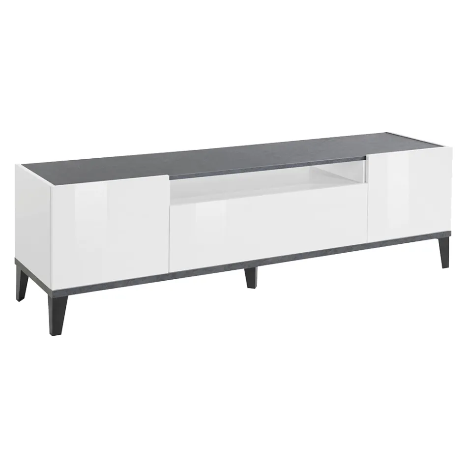 Mobile TV en mélamine 2 chambres et 1 tiroir Made in Italy - Florentino Viadurini