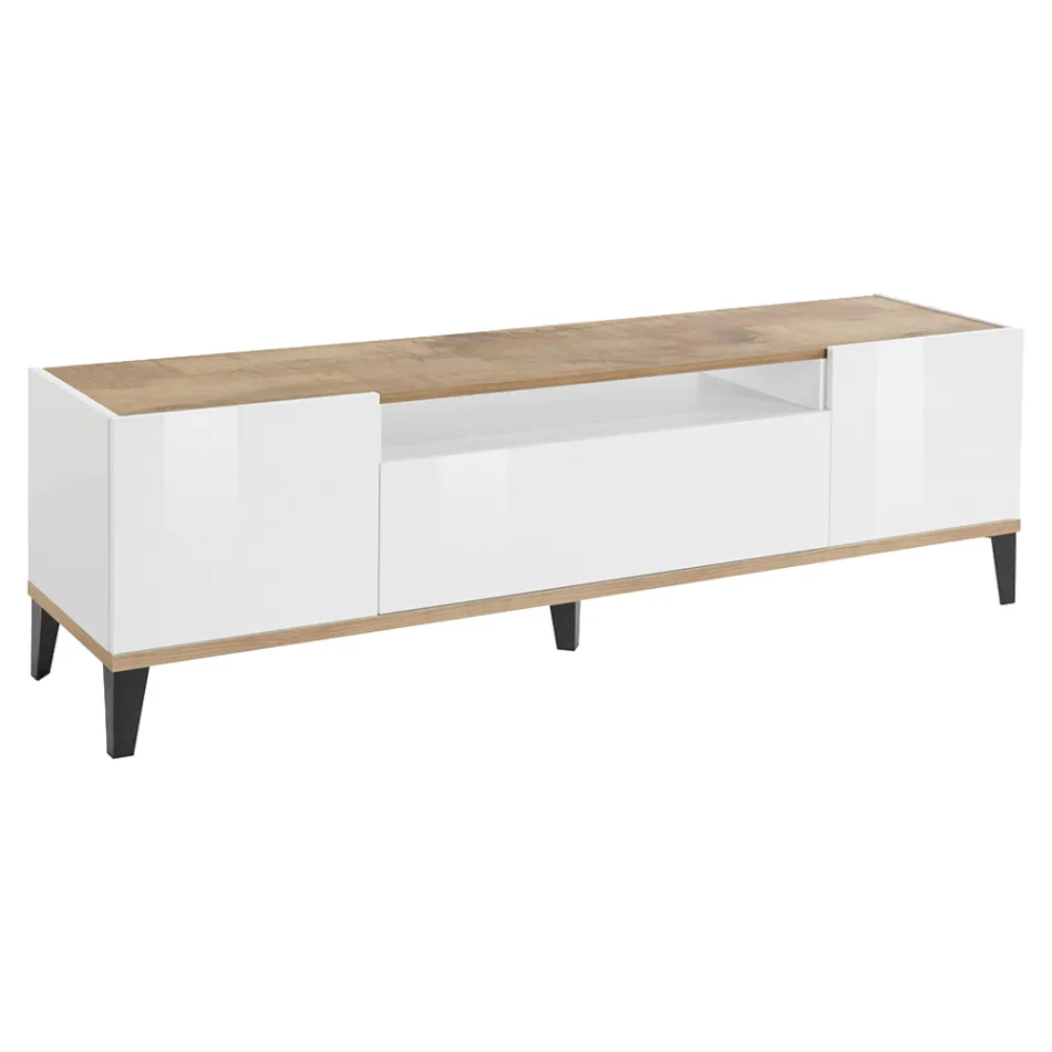 Mobile TV en mélamine 2 chambres et 1 tiroir Made in Italy - Florentino Viadurini