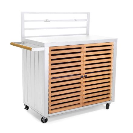 Armoire de jardin en aluminium et teck brésilien - Agenda Viadurini