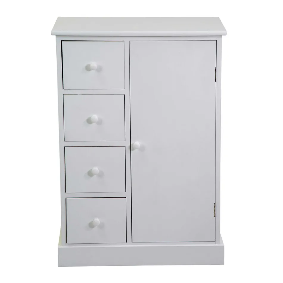 Armoire d'intérieur en bois avec 1 porte et 4 tiroirs - Meduse Viadurini