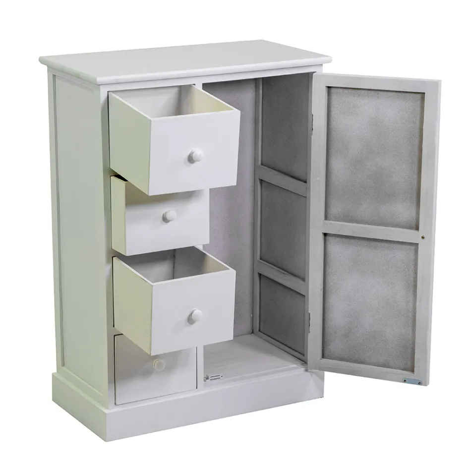 Armoire d'intérieur en bois avec 1 porte et 4 tiroirs - Meduse Viadurini