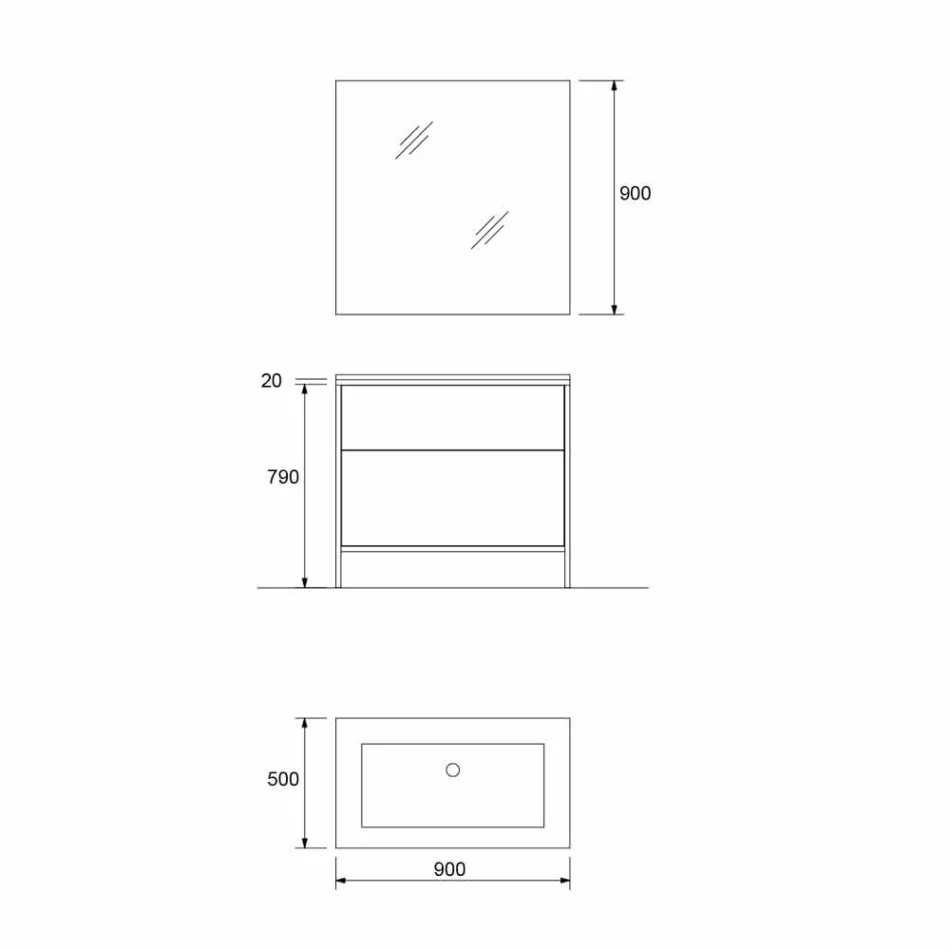 Meubles de salle de bain design de luxe en bois 90 cm Made in Italy - Cizco Viadurini