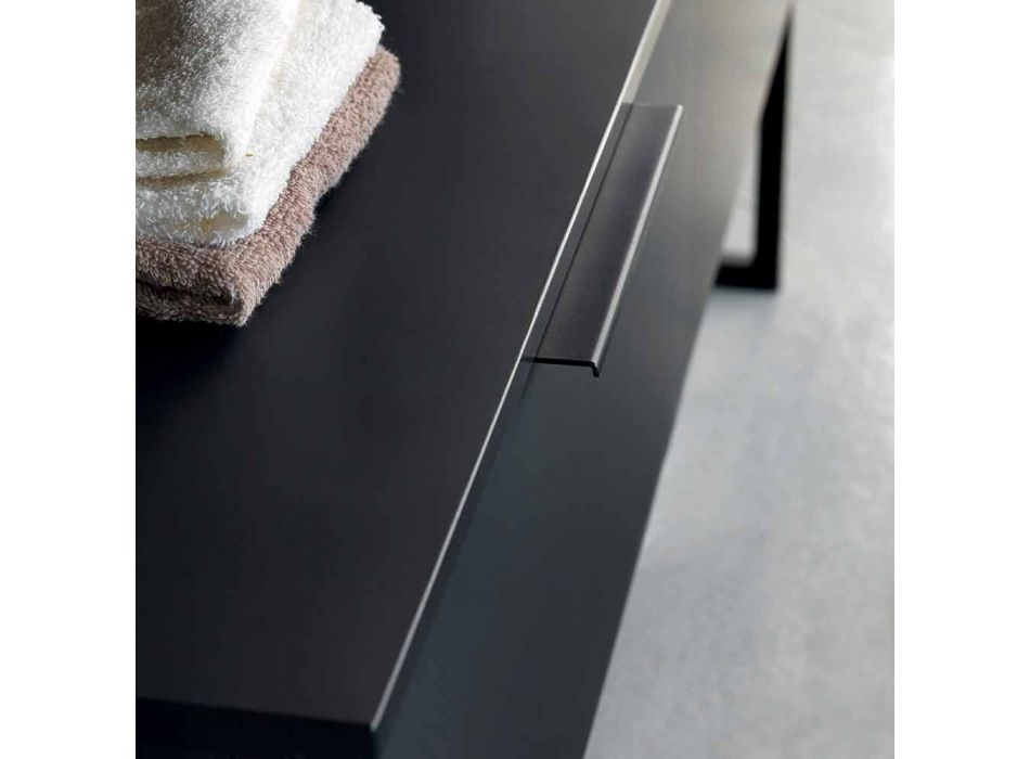 Meubles de salle de bain de luxe au design moderne en bois naturel et noir - Alide Viadurini