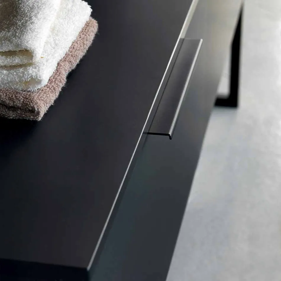 Meubles de salle de bain de luxe au design moderne en bois naturel et noir - Alide Viadurini