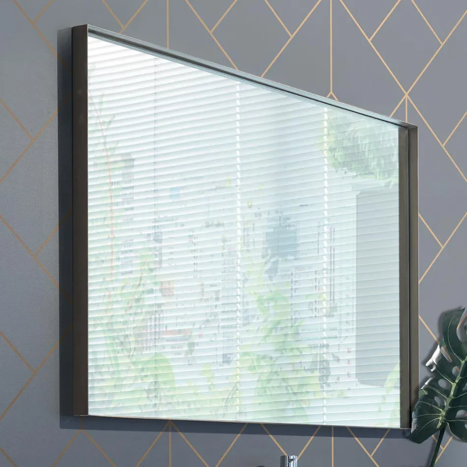 Meuble de Salle de Bain Suspendu en Bois, Métal et Céramique L96 cm, Précieux - Renga Viadurini