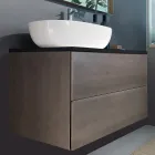 Meuble de Salle de Bain Suspendu en Bois, Métal et Céramique L96 cm, Précieux - Renga Viadurini