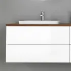 Meuble de salle de bain en bois blanc et noyer et céramique 156 cm Made in Italy - Renga Viadurini