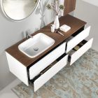 Meuble de salle de bain en bois blanc et noyer et céramique 156 cm Made in Italy - Renga Viadurini
