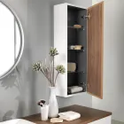 Meuble de salle de bain en bois blanc et noyer et céramique 156 cm Made in Italy - Renga Viadurini