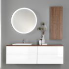Meuble de salle de bain en bois blanc et noyer et céramique 156 cm Made in Italy - Renga Viadurini
