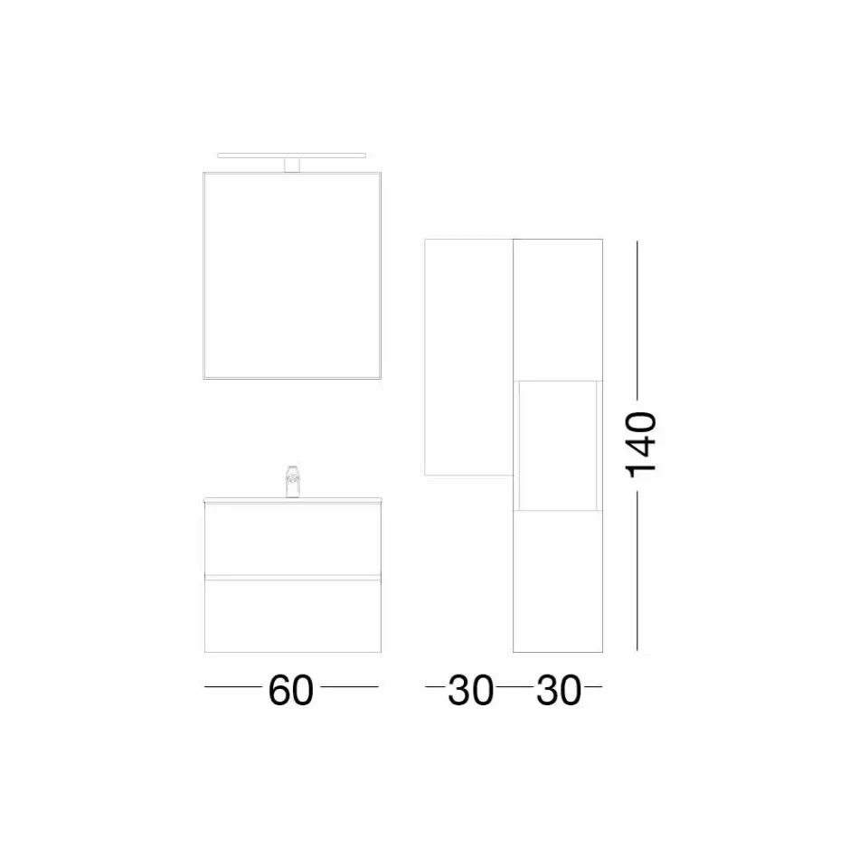 Meuble Suspendu Design en Mélamine Noyer - Becky Viadurini