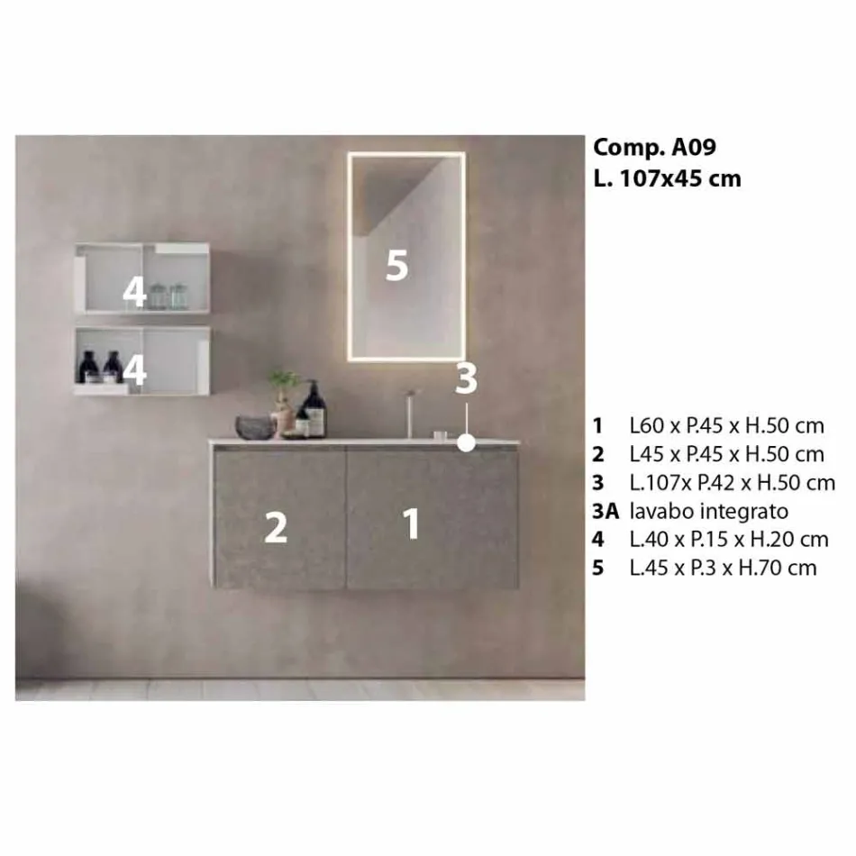 Meubles design suspendus, composition de salle de bain moderne - Callisi9 Viadurini