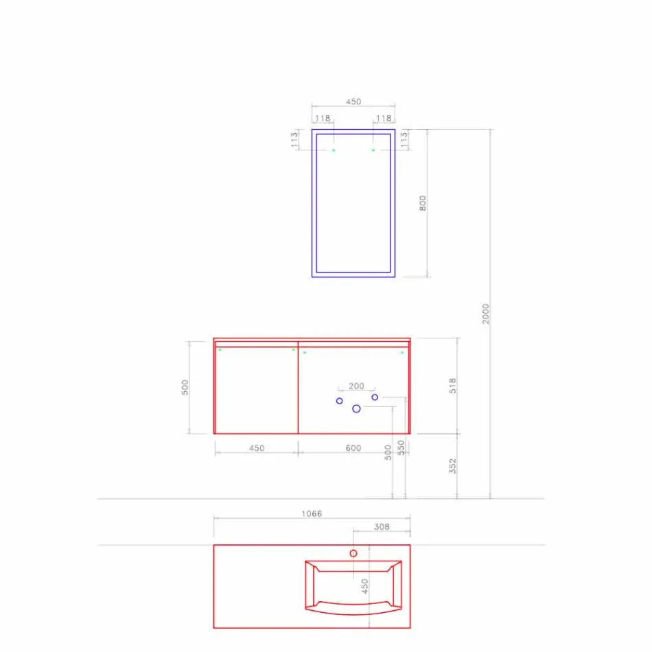 Meubles design suspendus, composition de salle de bain moderne - Callisi9 Viadurini