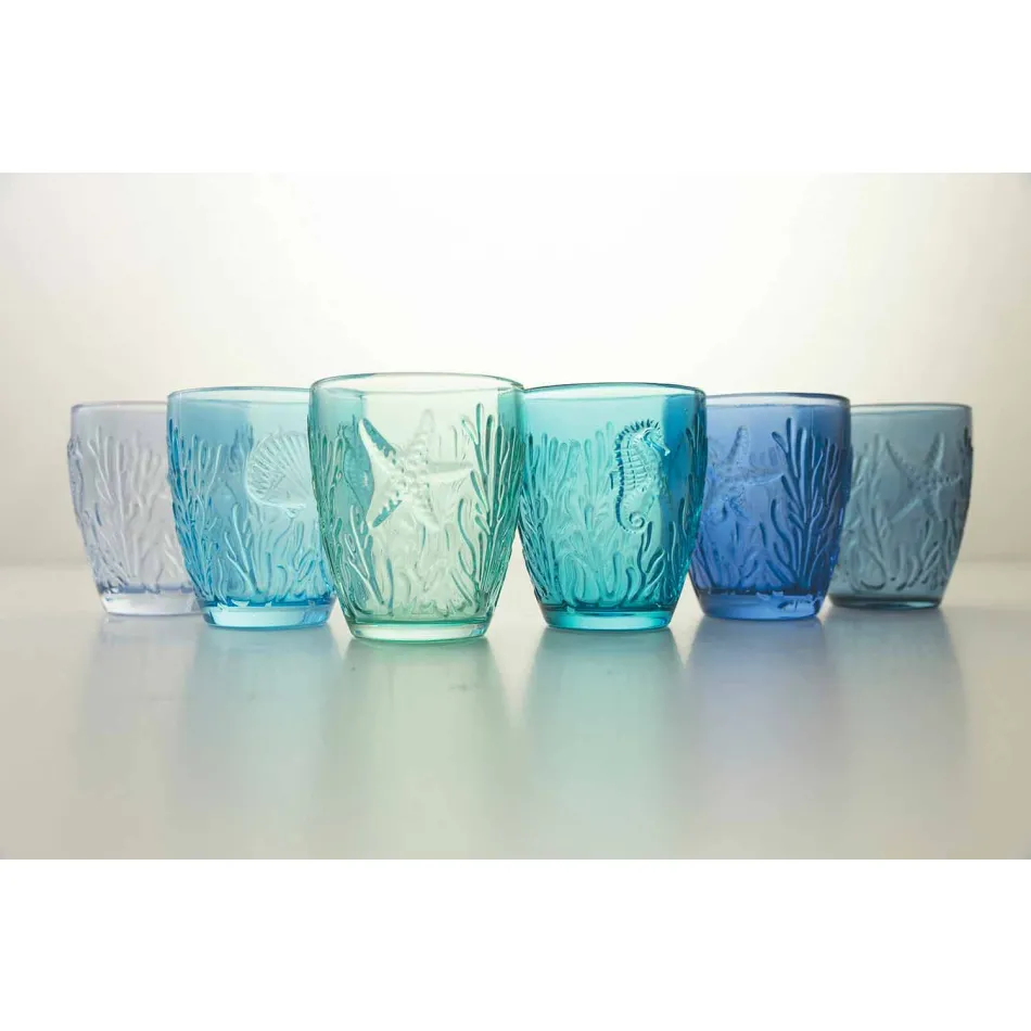 Verres de couleur bleu moderne 6 pièces Service d'eau - Mazara Viadurini