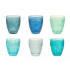 Verres de couleur bleu moderne 6 pièces Service d'eau - Mazara Viadurini