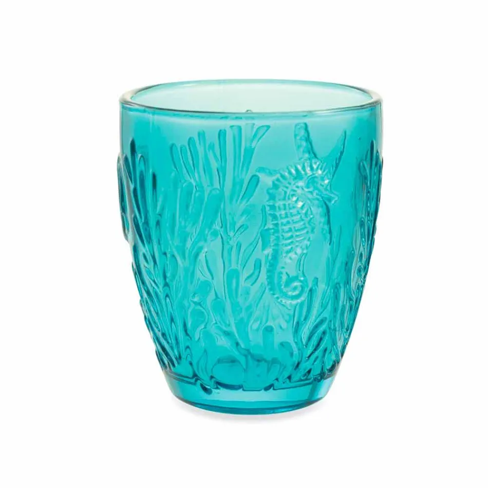 Verres de couleur bleu moderne 6 pièces Service d'eau - Mazara Viadurini