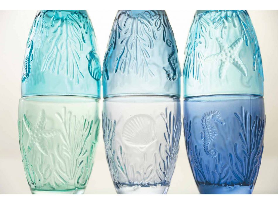 Verres de couleur bleu moderne 6 pièces Service d'eau - Mazara Viadurini