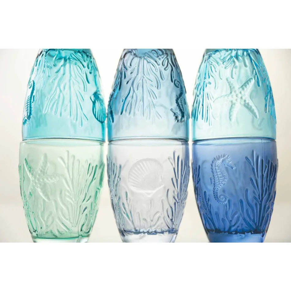 Verres de couleur bleu moderne 6 pièces Service d'eau - Mazara Viadurini