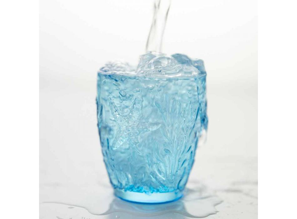 Verres de couleur bleu moderne 6 pièces Service d'eau - Mazara Viadurini