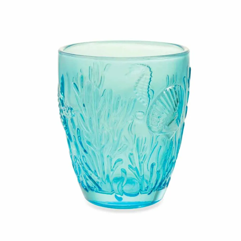 Verres de couleur bleu moderne 6 pièces Service d'eau - Mazara Viadurini