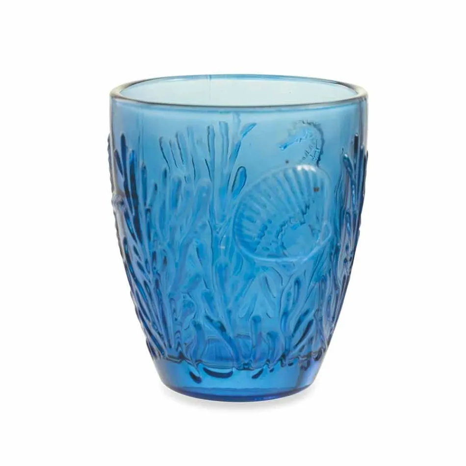 Verres de couleur bleu moderne 6 pièces Service d'eau - Mazara Viadurini