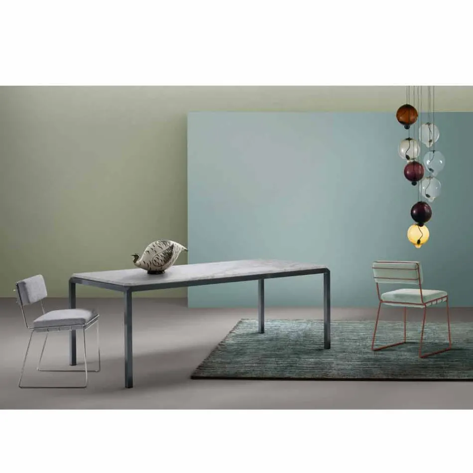 My Home Bebop design table marbre blanc H74xL210cm fabriqué en Italie Viadurini