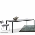 My Home Bebop design table marbre blanc H74xL210cm fabriqué en Italie Viadurini