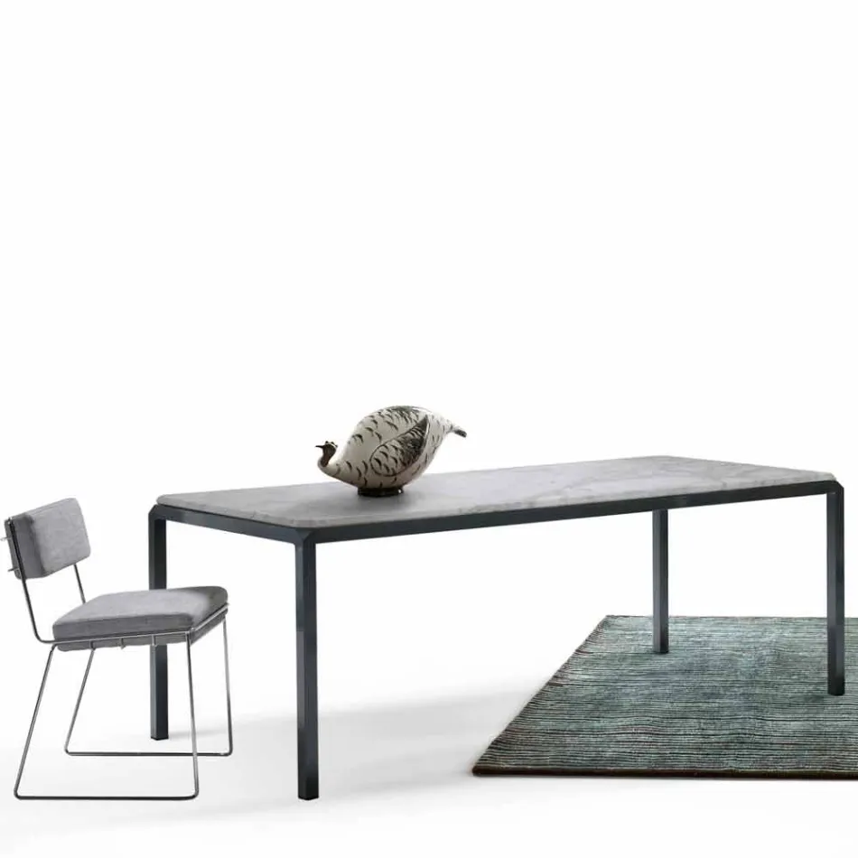 My Home Bebop design table marbre blanc H74xL210cm fabriqué en Italie Viadurini