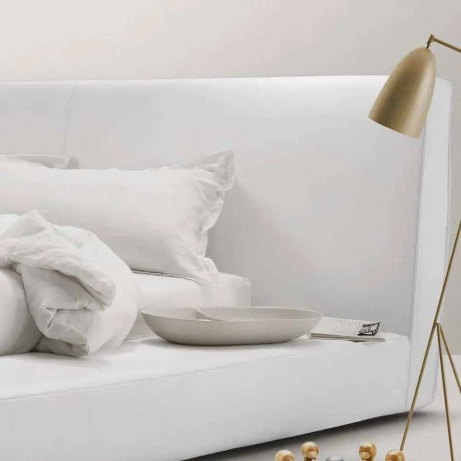 My Home Long Island lit double rembourré en cuir fabriqué en Italie Viadurini