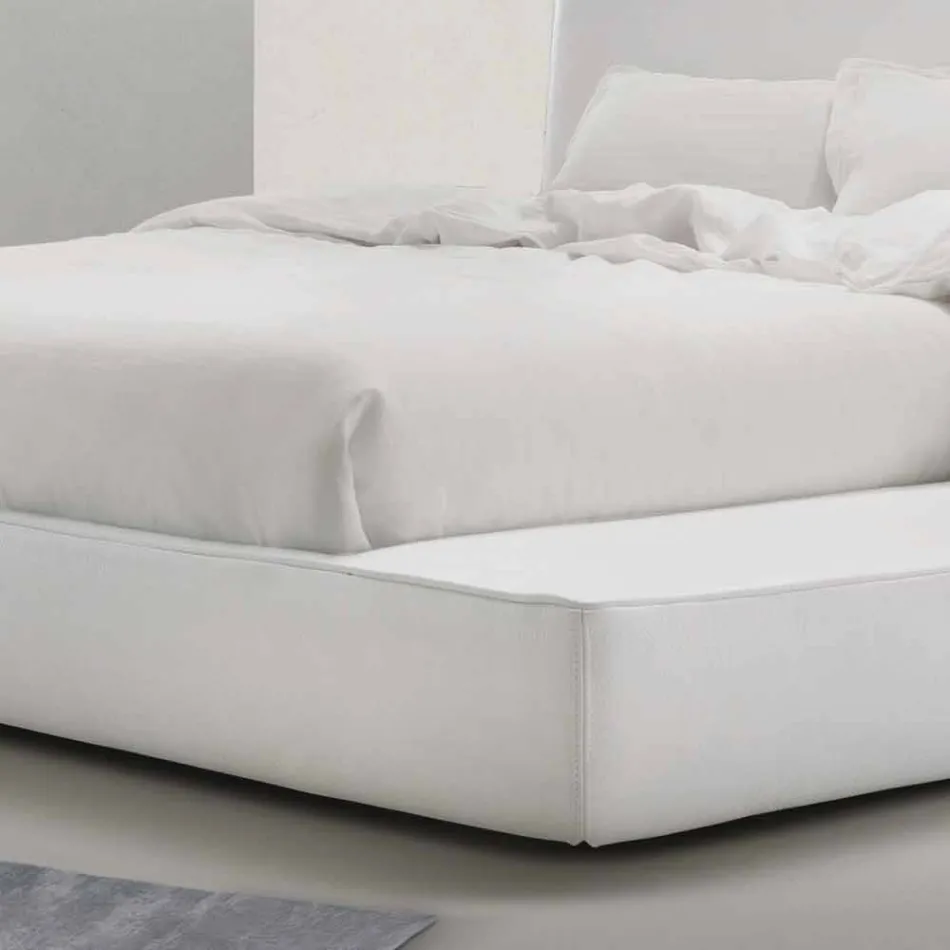 My Home Long Island lit double rembourré en cuir fabriqué en Italie Viadurini