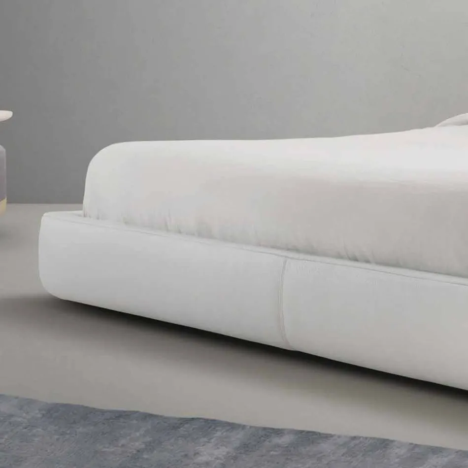 My Home Long Island lit double rembourré en cuir fabriqué en Italie Viadurini