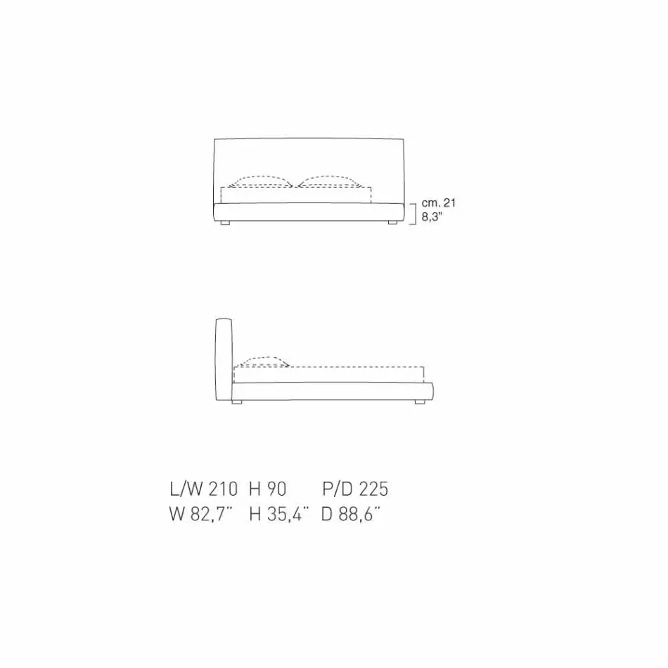 My Home Long Island lit double rembourré en cuir fabriqué en Italie Viadurini