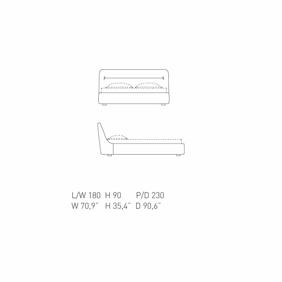 My Home Sleepway lit double rembourré 180x90cm fabriqué en Italie Viadurini