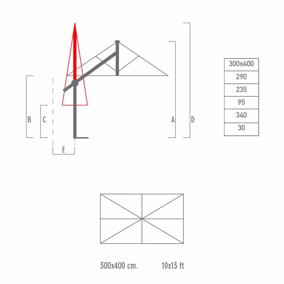 Parasol de jardin en aluminium blanc ou anthracite 300x400 cm - Lapillo Viadurini