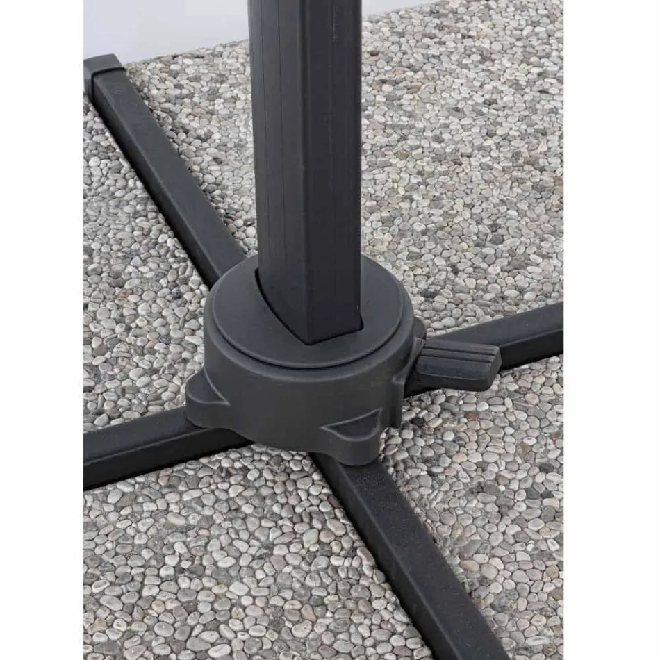 Parapluie d'extérieur 3x3 avec tissu gris clair et structure anthracite - Dalton Viadurini