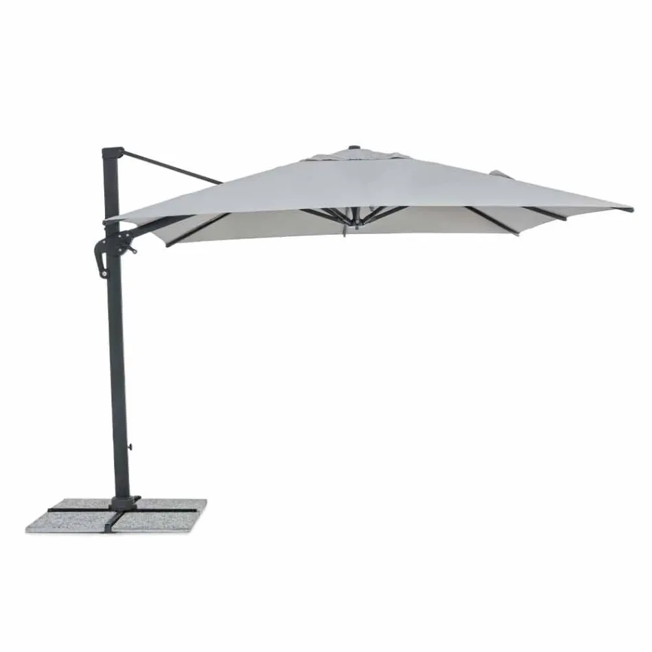 Parapluie d'extérieur 3x3 avec tissu gris clair et structure anthracite - Dalton Viadurini