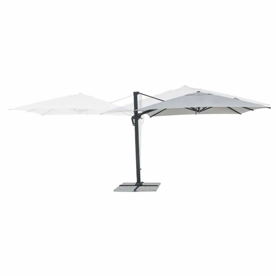 Parapluie d'extérieur 3x3 avec tissu gris clair et structure anthracite - Dalton Viadurini