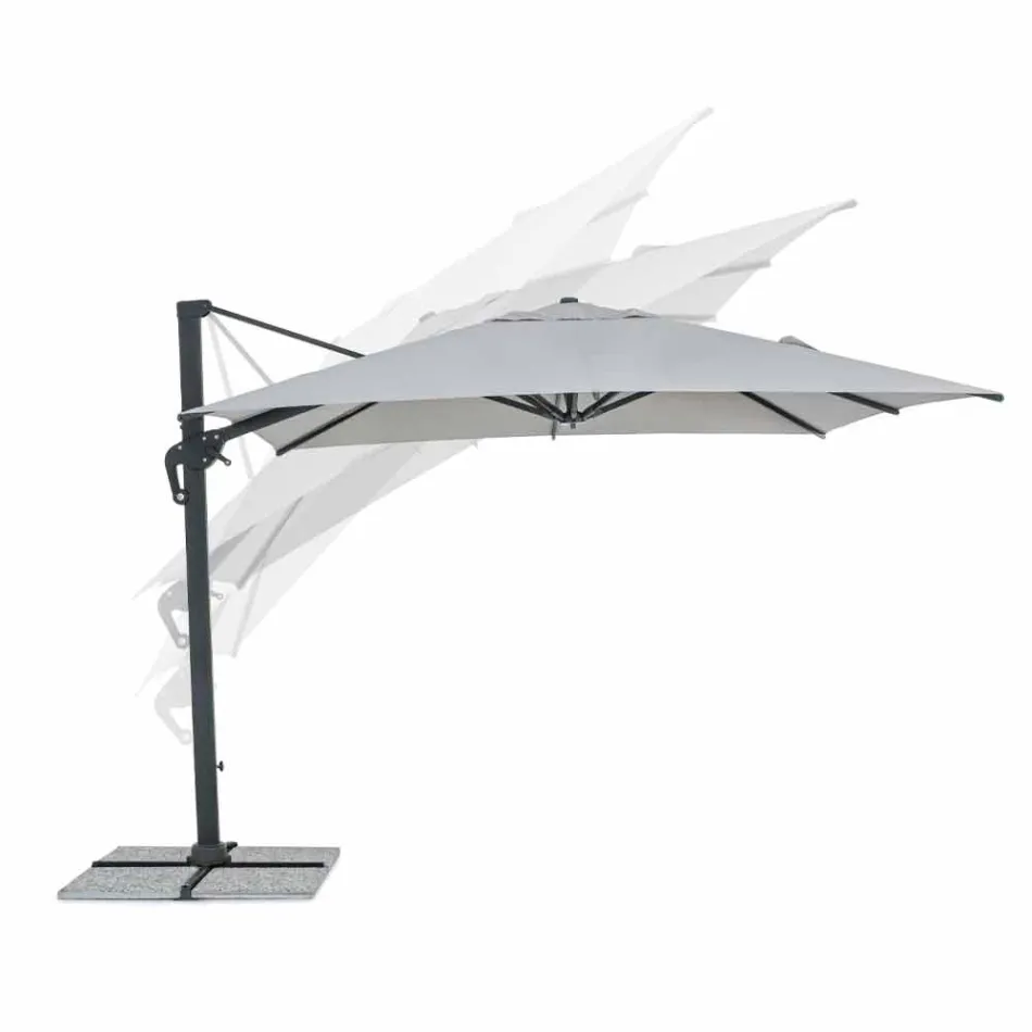 Parapluie d'extérieur 3x3 avec tissu gris clair et structure anthracite - Dalton Viadurini